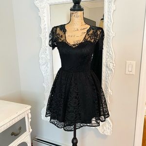 SALE New York Couture Limited Edition Black Vintage Lace Sweetheart Dress